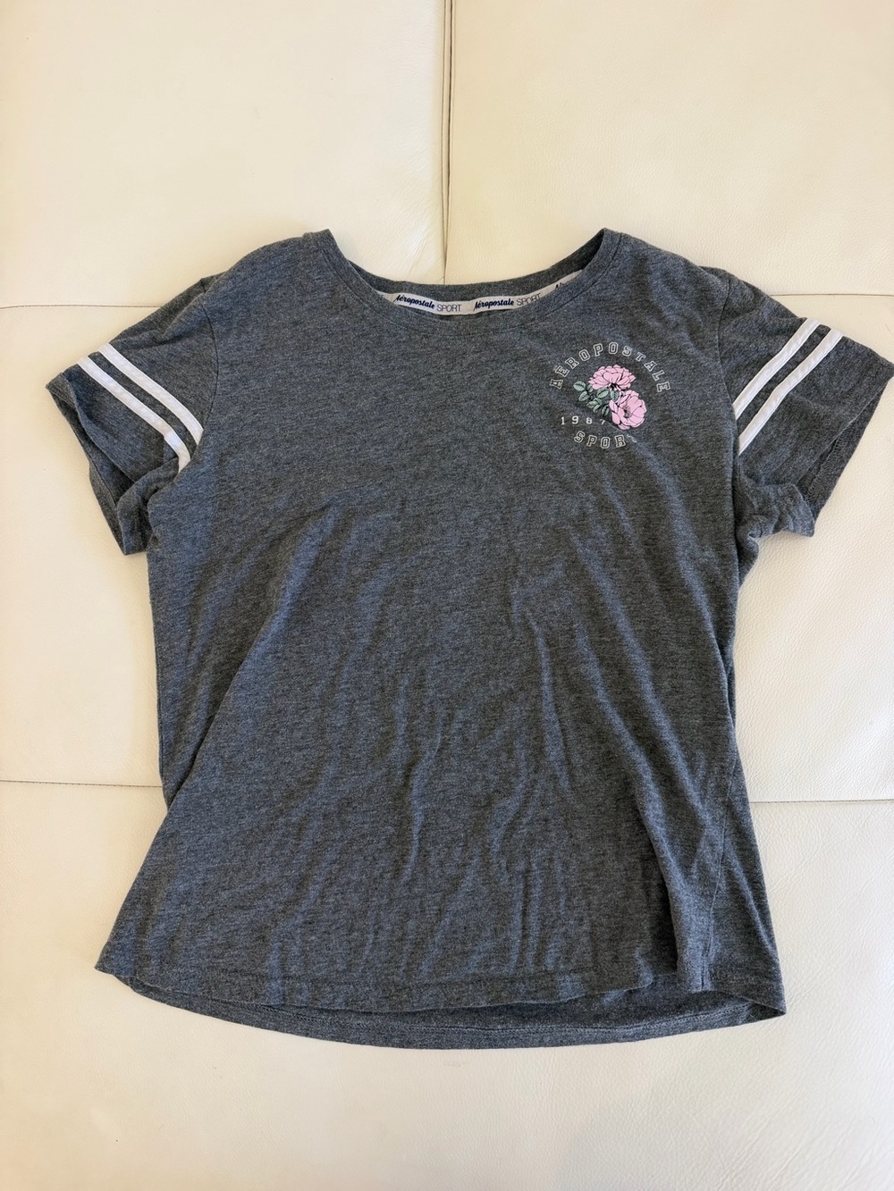 Aeropostale Dark Gray Tee with Pink Floral Accent